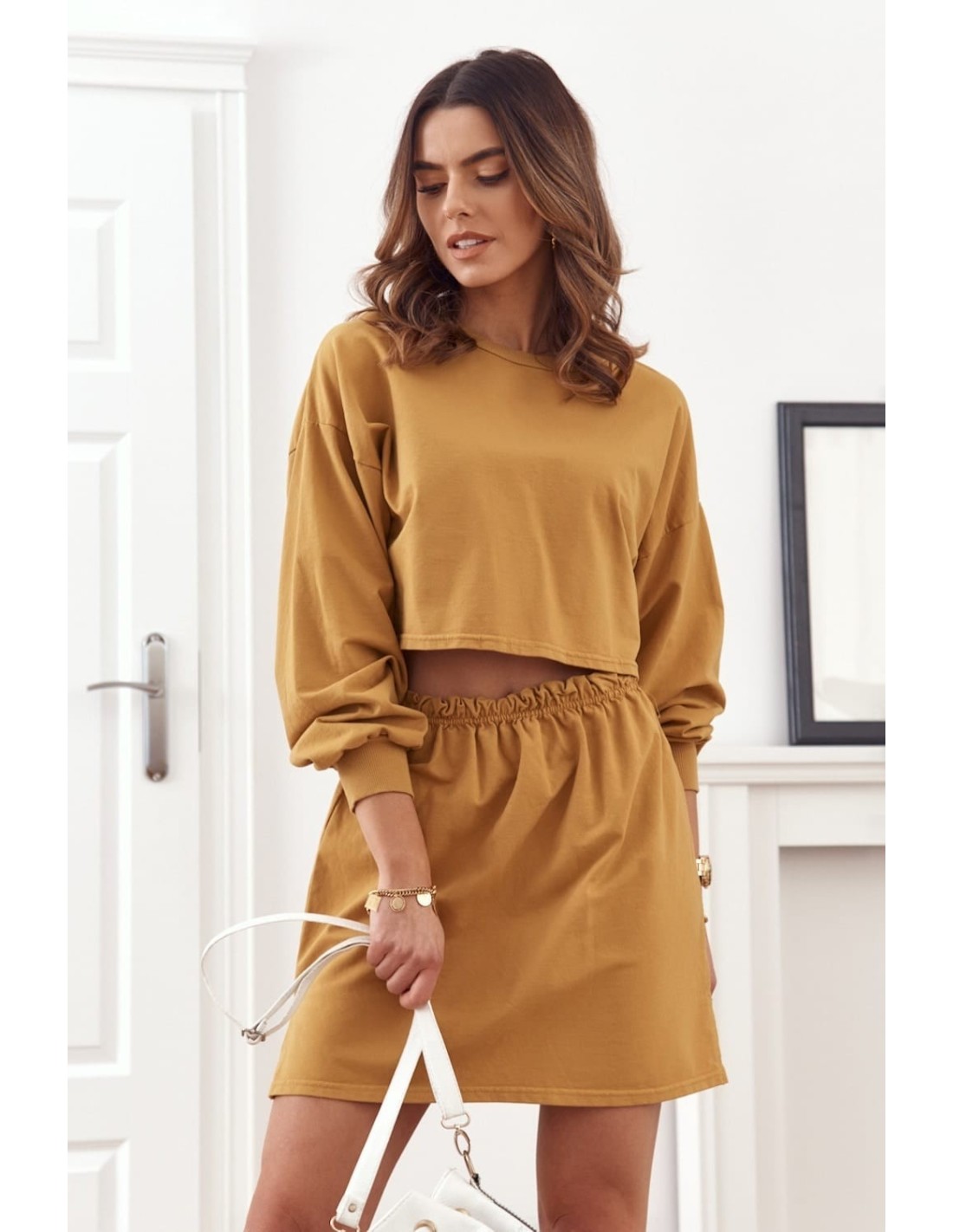 Mustard sweatshirt and skirt set 0523 - Online store - Boutique